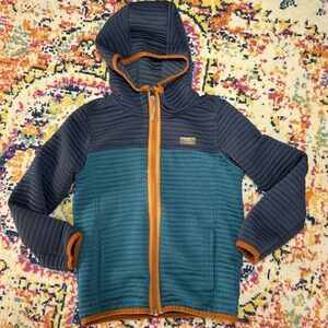 L.L Bean Boys Colorblock Hoodie 6X/7 Airlight Knit Hoodie Sweater Blue